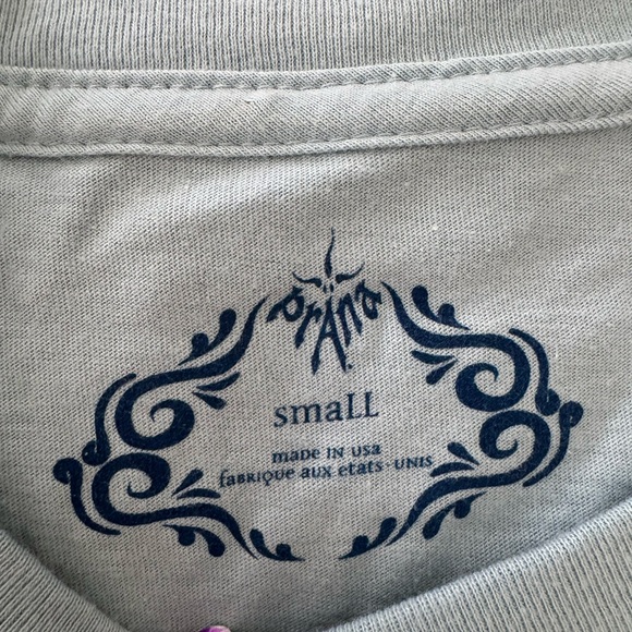 Prana Sky Blue Floral Peace Short Sleeve Tee - Picture 2 of 6